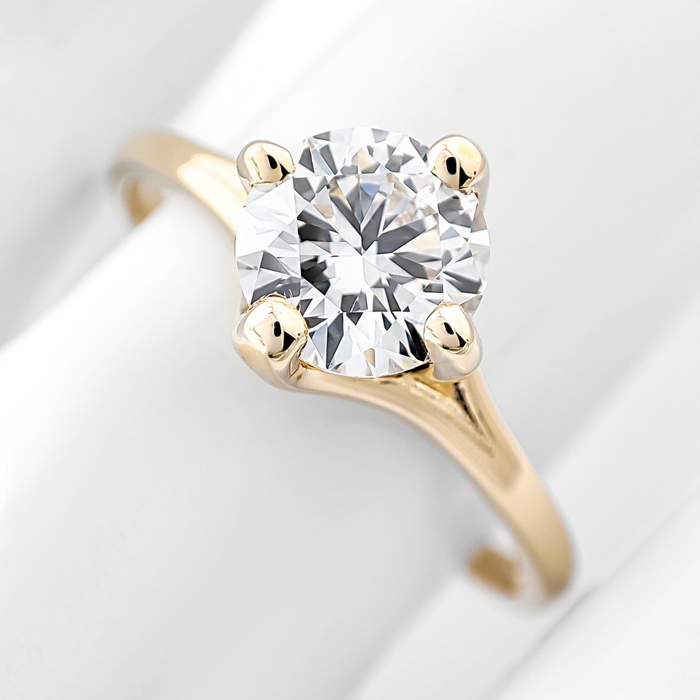 Gyűrű - 14 kt. Sárga arany, G/VVS2 - 0.90ct. tw. Gyémánt (Természetes) #1.0