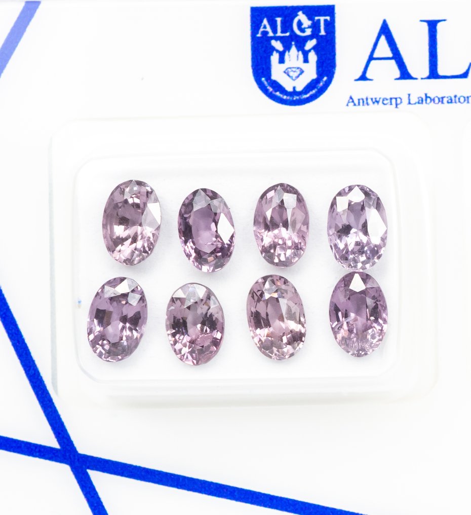 Ingen mindstepris - 8 pcs Spinel - 4.41 ct - Antwerp Laboratory for Gemstone Testing (ALGT) - Intens Vivid Pink #1.0