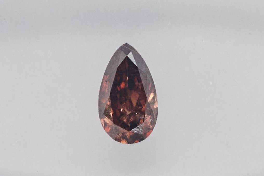 没有保留价 - 1 pcs 钻石  (天然色彩的)  - 0.32 ct - 梨形 - Fancy deep 似橙色 棕色 - SI2 微内含二级 - 国际宝石研究院（IGI） #1.0