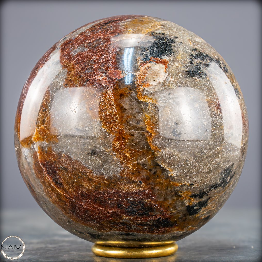 天然稀有红色车阵石 球体- 2027.79 g #3.2