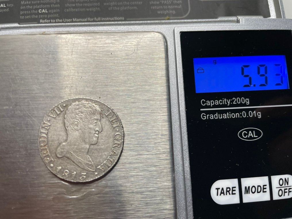 Kingdom of Spain. Fernando VII. 2 Reales 1813 Madrid IJ #4.3