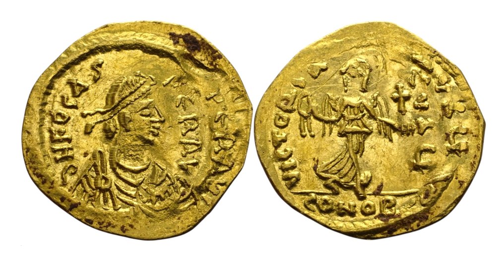 Empire byzantin. Phocas (602-610 apr. J.-C.). Semissis Konstantinopel 607–610 AD #2.1