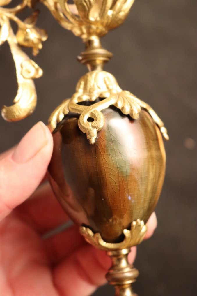 Paar antieke siervazen - Vase - Plaqué or, Agate #2.1