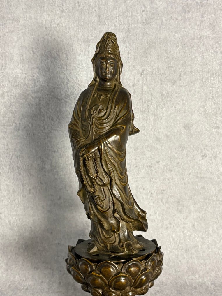 观音莲花香薰炉 34.5 厘米 - 青銅色 - 20世紀末 #2.1