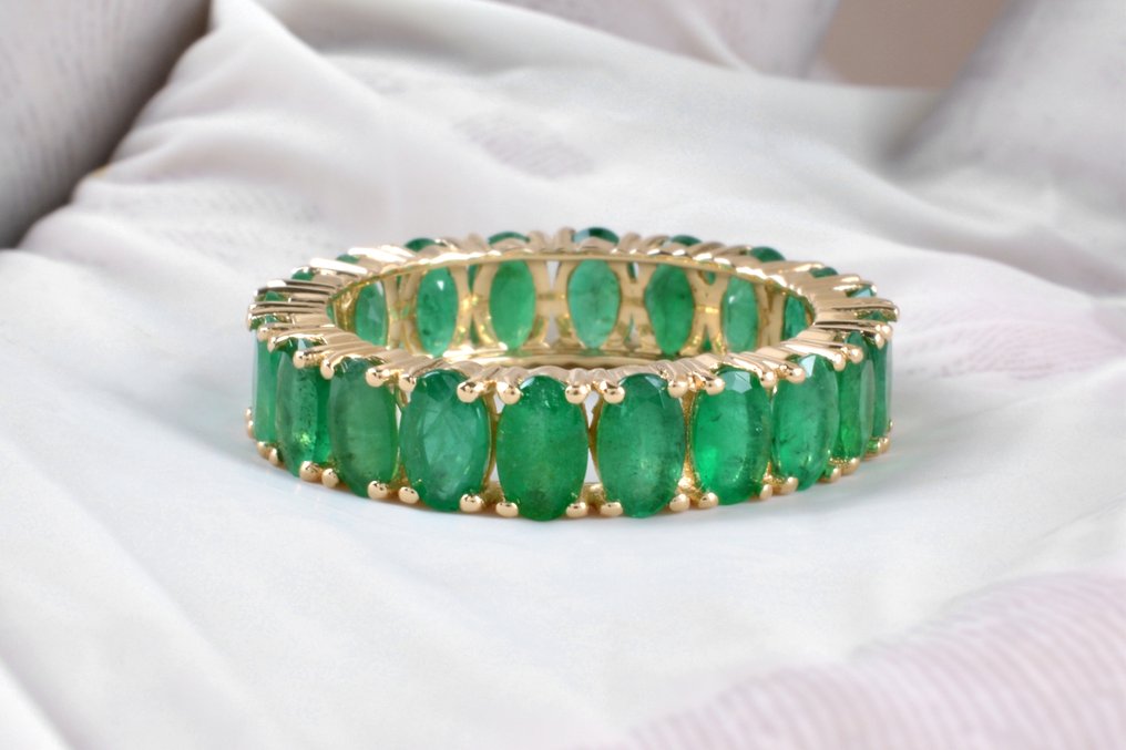 Bague d'éternité - 14 carats Or jaune -  3.51ct. tw. Émeraude - Émeraude #3.2