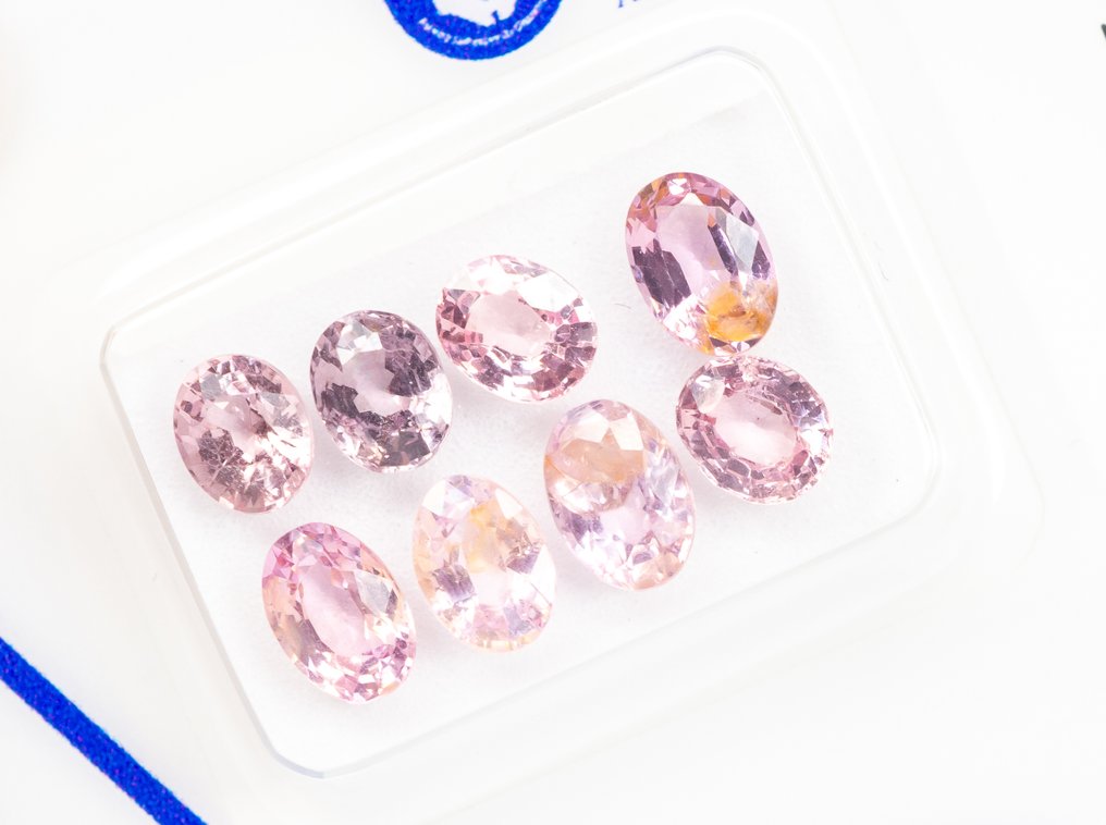χωρίς τιμή ασφαλείας - 8 pcs Σπινέλιος - 3.97 ct - Antwerp Laboratory for Gemstone Testing (ALGT) - Orangy Pink #1.0