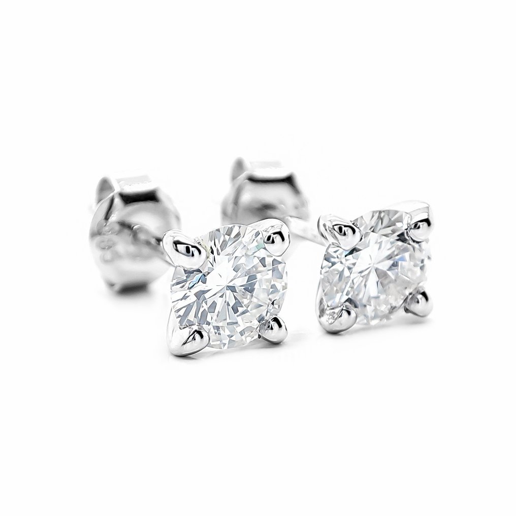 沒有保留價 - 耳環 - 14 克拉 白金 - 1.01ct. tw. 鉆石 (天然) - IGI 证书 #2.1