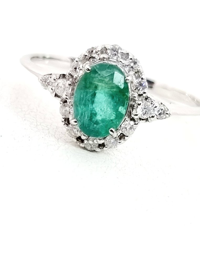 Anel - 18 K Ouro branco Esmeralda - Diamante #4.3