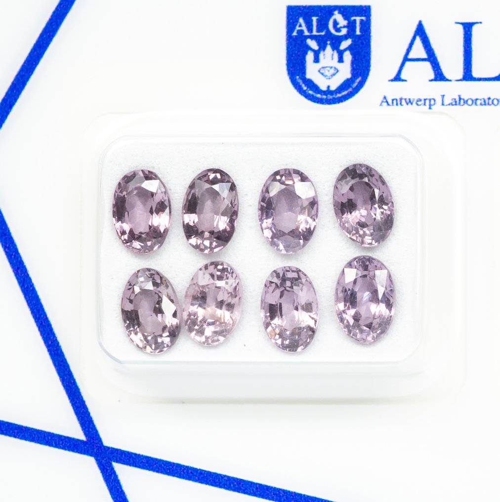 没有保留价 - 8 pcs  尖晶石  - 4.63 ct - 安特卫普宝石检测实验室（ALGT） - 紫粉色 #1.0