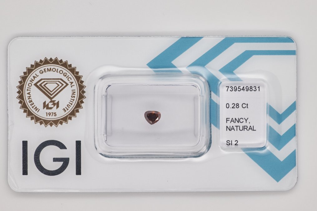 Nincs minimálár - 1 pcs Gyémánt (Természetes színű) - 0.28 ct - Körte - Fancy deep Narancssárgás Barna - SI2 - Nemzetközi Gemmológiai Intézet (IGI) #1.0