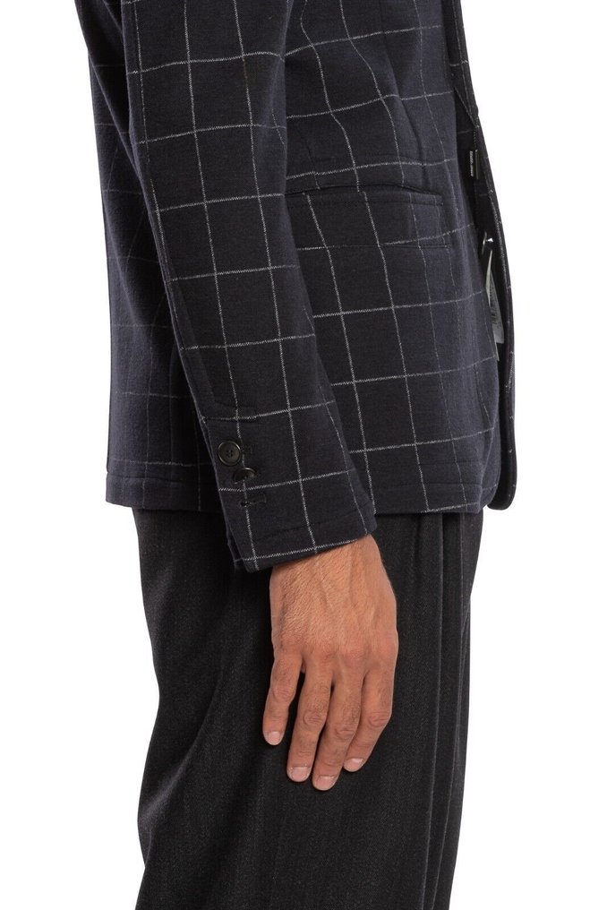 RRP 2200€ GIORGIO ARMANI Black Label RUNWAY Jacket Blouson Dark Blue Wool Checks - 58 IT - 彩色運動上衣 - New with tags #3.2