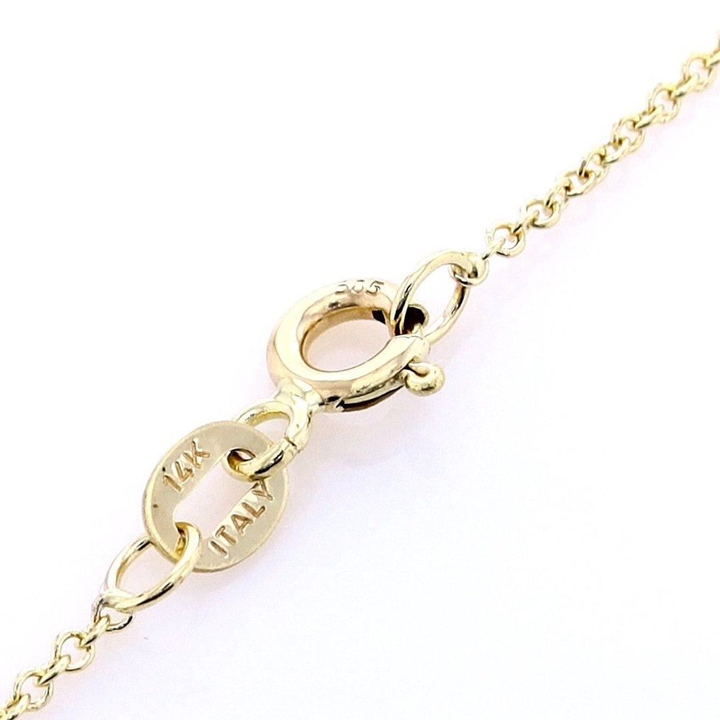 Zonder minimumprijs - Ketting met hanger - 14 karaat Geel goud - 0.40ct. tw. Diamant (Natuurlijk gekleurd) #1.0