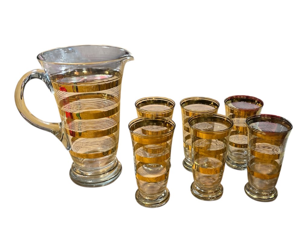 Drikkesæt til 6 (6) - Krystal - Guldblad serveret #1.0