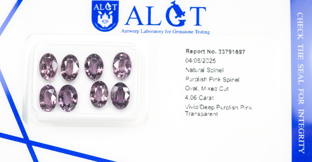 Senza prezzo di riserva - 8 pcs Spinello - 4.06 ct - Antwerp Laboratory for Gemstone Testing (ALGT) - Rosa vivido, profondo, violaceo #3.2