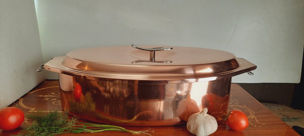 Τηγάνι -  Spring Culinox, τηγάνι με καπάκι. - Εσωτερικό μέρος από ανοξείδωτο ατσάλι, Χαλκός #3.2