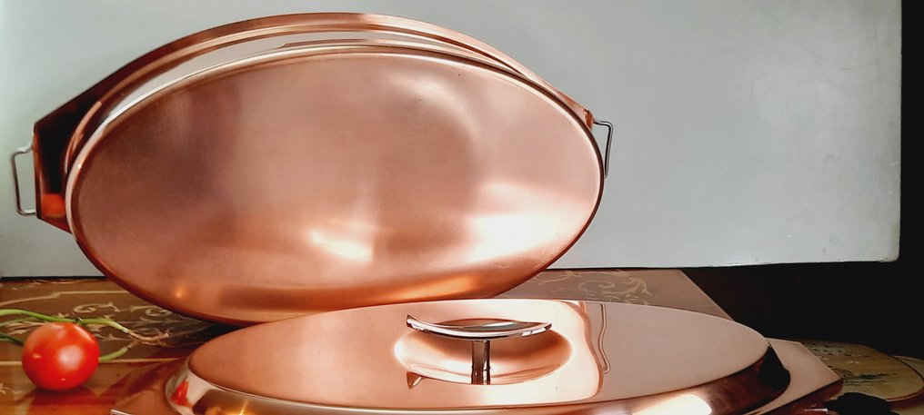 Τηγάνι -  Spring Culinox, τηγάνι με καπάκι. - Εσωτερικό μέρος από ανοξείδωτο ατσάλι, Χαλκός #1.0