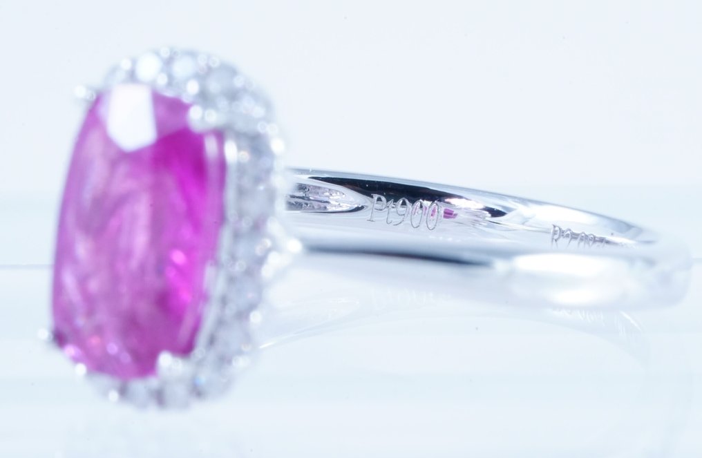 χωρίς τιμή ασφαλείας - Δαχτυλίδι Πλατίνα -  2.30ct. tw. Ζαφείρι - Διαμάντι #3.2