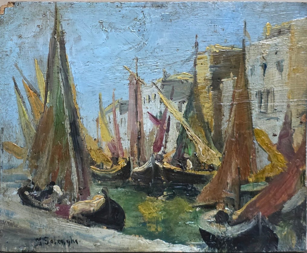 Giuseppe Solenghi (1879-1944) - Barche a Venezia #1.0