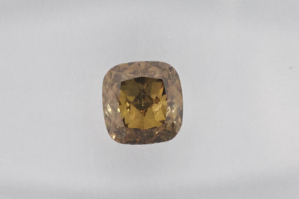 χωρίς τιμή ασφαλείας - 1 pcs Διαμάντι  (Φυσικού χρώματος)  - 0.53 ct - Κούσιον - Fancy intense Καφετί, Πρασινωπό Κίτρινο - SI2 - International Gemological Institute (IGI) #1.0
