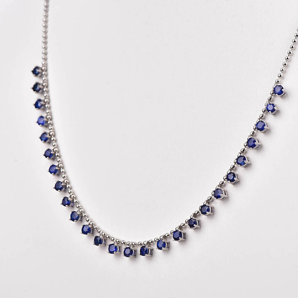 Zonder Minimumprijs - Halsketting Zilver - Sapphire - Gecertificeerd #1.0