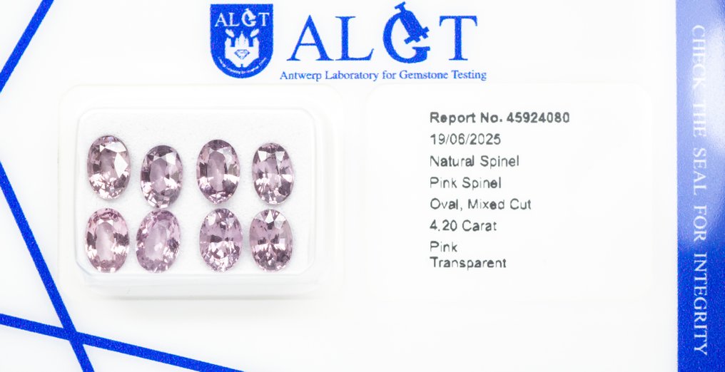 Ingen mindstepris - 8 pcs  Spinel  - 4.20 ct - Antwerp Laboratory for Gemstone Testing (ALGT) - Lyserød #3.2