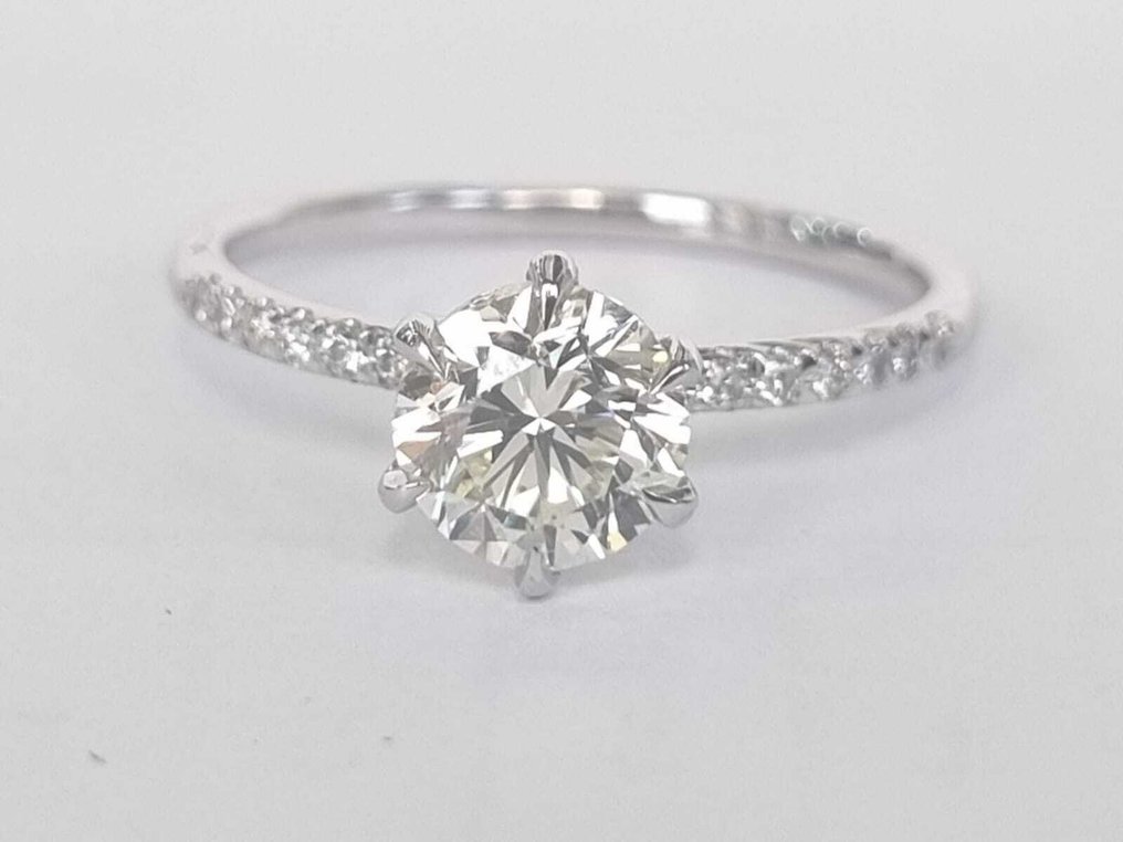 Δαχτυλίδι αρραβώνων - 18 καράτια Λευκός χρυσός -  1.12ct. tw. Διαμάντι (Φυσικό) - Διαμάντι #1.0