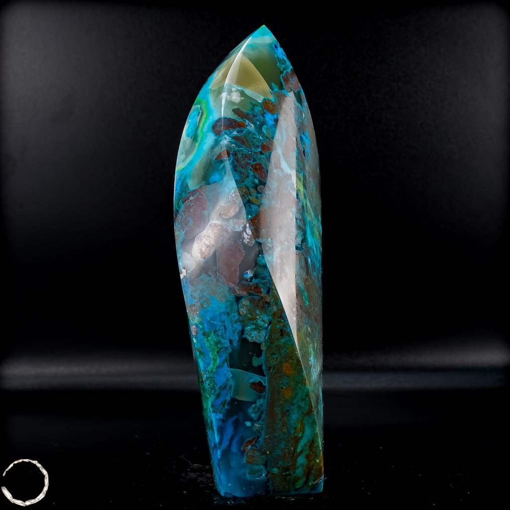 Αζουρίτης-Μαλαχίτης-Χρυσόκολλ ελεύθερο σχήμα – ένα αριστούργημα της φύσης από το Κονγκό – Μια αρμονική συνεργασία των χρωμάτων της γης- 755.35 g #3.2