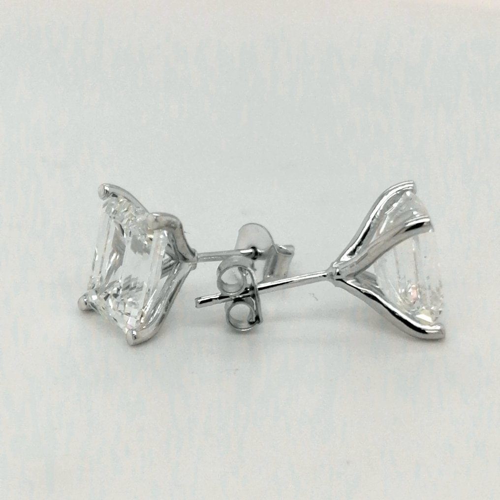 耳環 - 14 克拉 白金 -  5.04ct. tw. 鉆石 (實驗室培育) - D VS1 #3.2