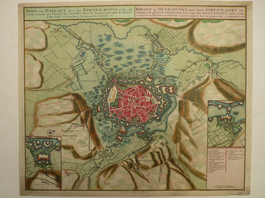 Belgium - Mons / Bergen; Nicolas Visscher - Mons en Hainaut avec ses Fortifications - 1701-1720 #1.0