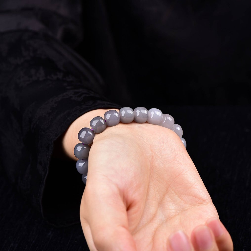 无储备 - ALGT 认证 - 极为独特的天然软玉手链 一种源自大地深处的深色调- 30.5 g #1.0