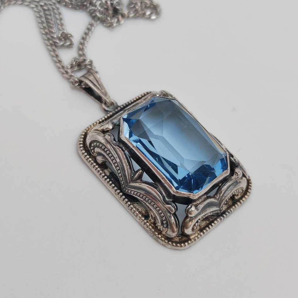 Fără preț de rezervă - Colier cu pandantiv Argint - Art Deco #4.3