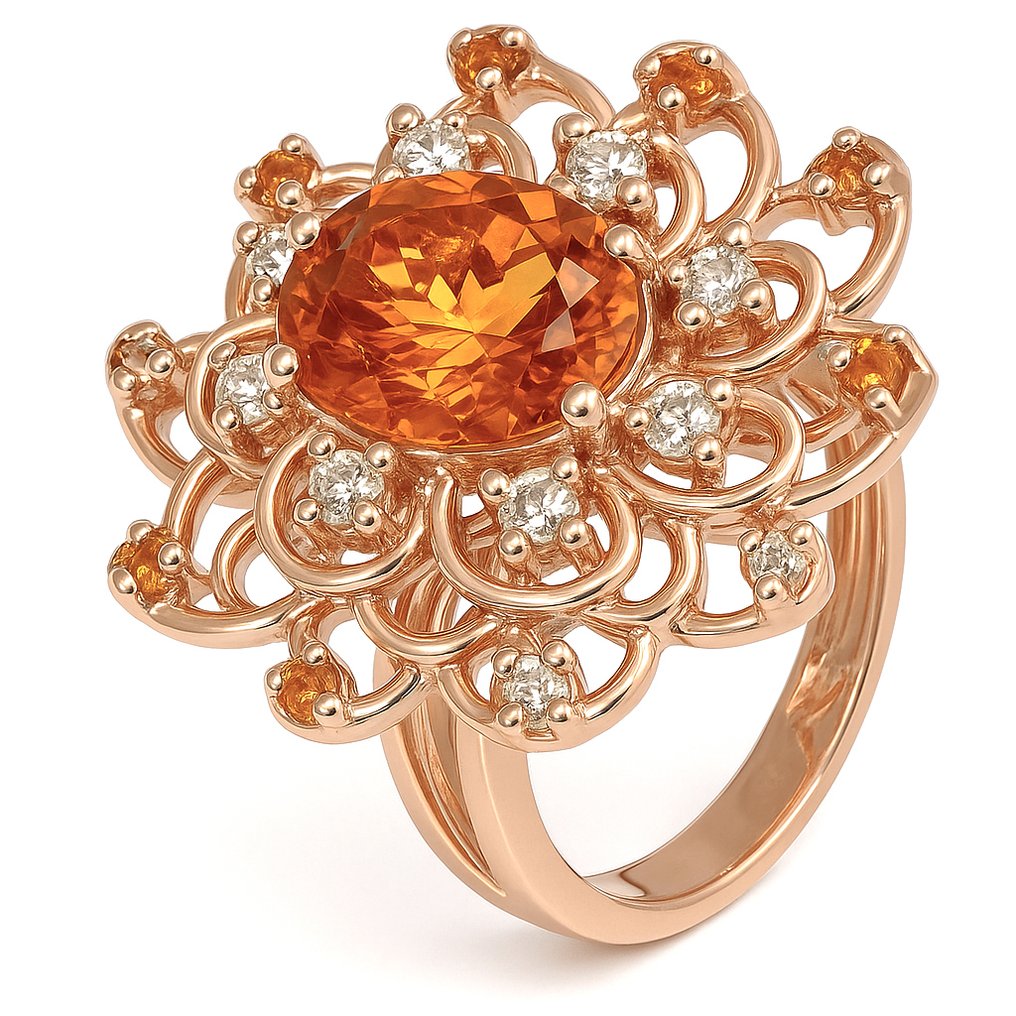 戒指 - 18 克拉 黃金 - 7.70ct. tw. 黃水晶 - 鉆石 #1.0