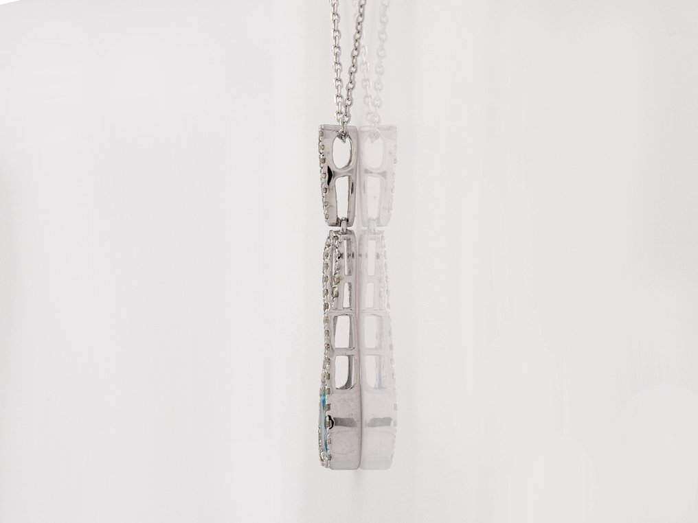 Κολιέ με μενταγιόν - 14 καράτια Λευκός χρυσός -  0.99ct. tw. Τοπάζιο - Διαμάντι #2.1