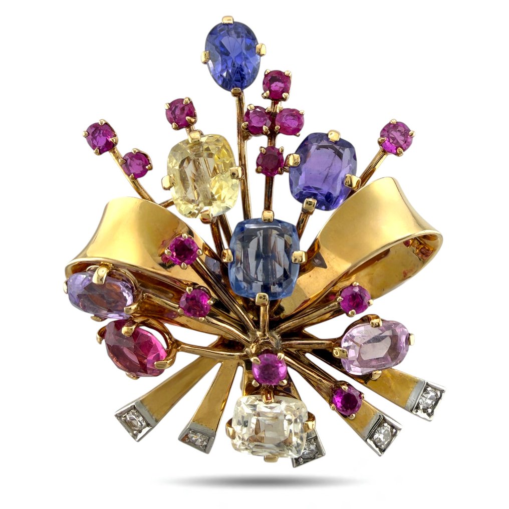 Καρφίτσα - 18 καράτια Κίτρινο χρυσό -  2.00ct. tw. Διαμάντι (Φυσικό)  #1.0