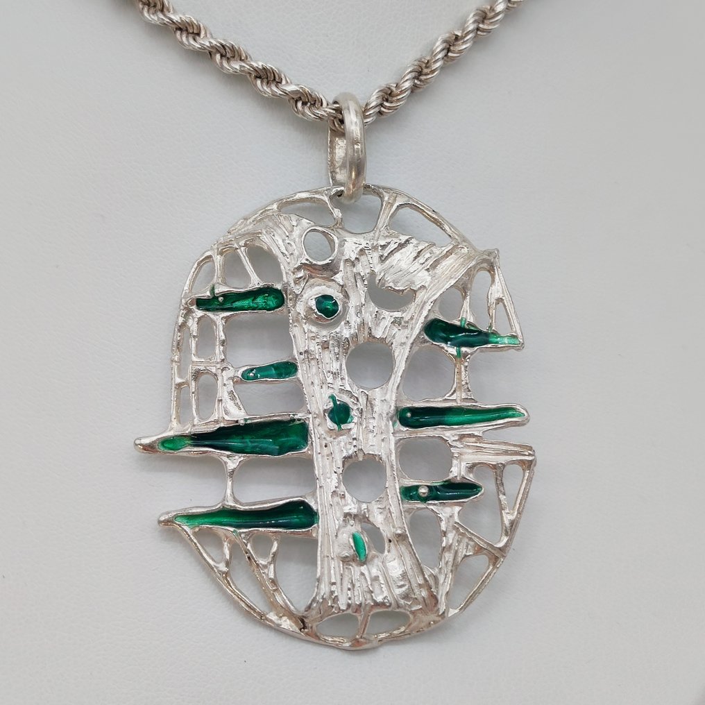 χωρίς τιμή ασφαλείας - Κολιέ με μενταγιόν Ασημί - Vintage Brutalist #1.0