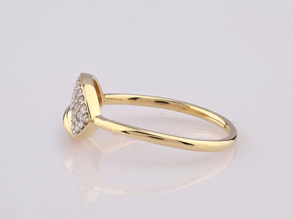 Bague - 14 carats Or jaune -  0.20ct. tw. Diamant (Naturelle)  #4.3