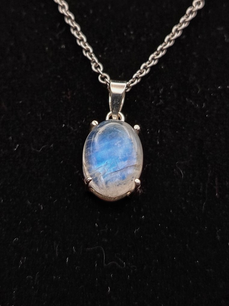 925银珠宝，配白色拉布拉多石，品质上乘。 - 高度: 25 mm - 宽度: 17 mm- 8 g - (1) #1.0