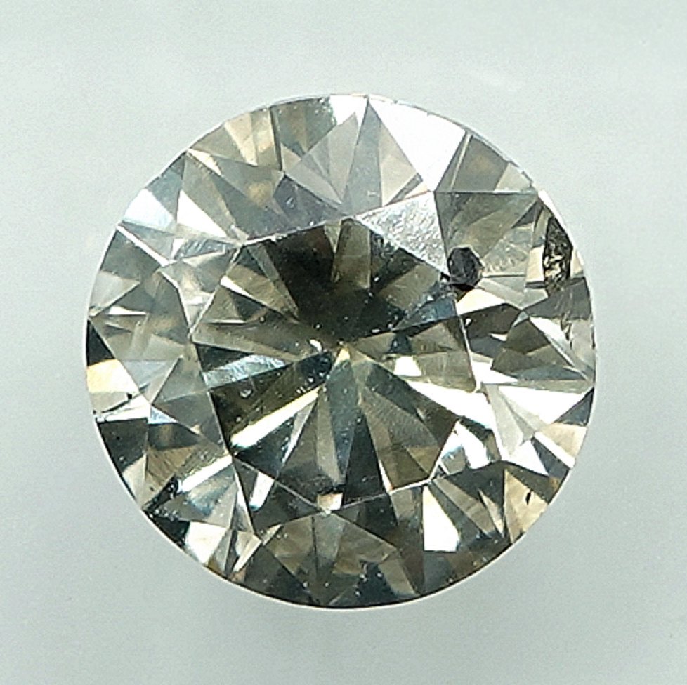 1 pcs 鑽石  (天然彩色)  - 1.01 ct - 圓形 - Light 淡黃色 灰色 - I1 - Gem Report Antwerp (GRA) #3.2