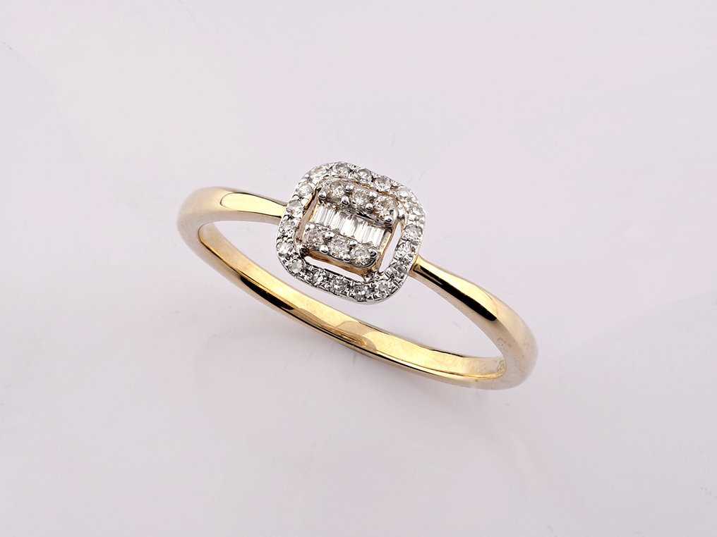 戒指 - 14K包金 黄金 -  0.12ct. tw. 钻石 (天然)  #1.0