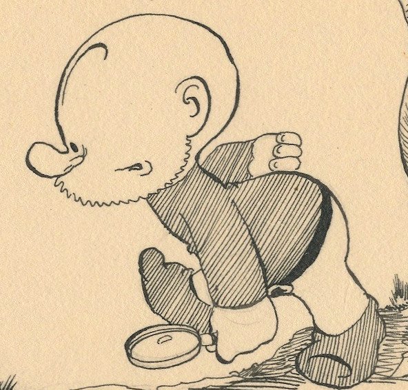 Dulieu, Jean - 1 große originale Zeichnung - Paulus de Boskabouter - Paulus wordt bespied.... - jaren 1950 #1.0