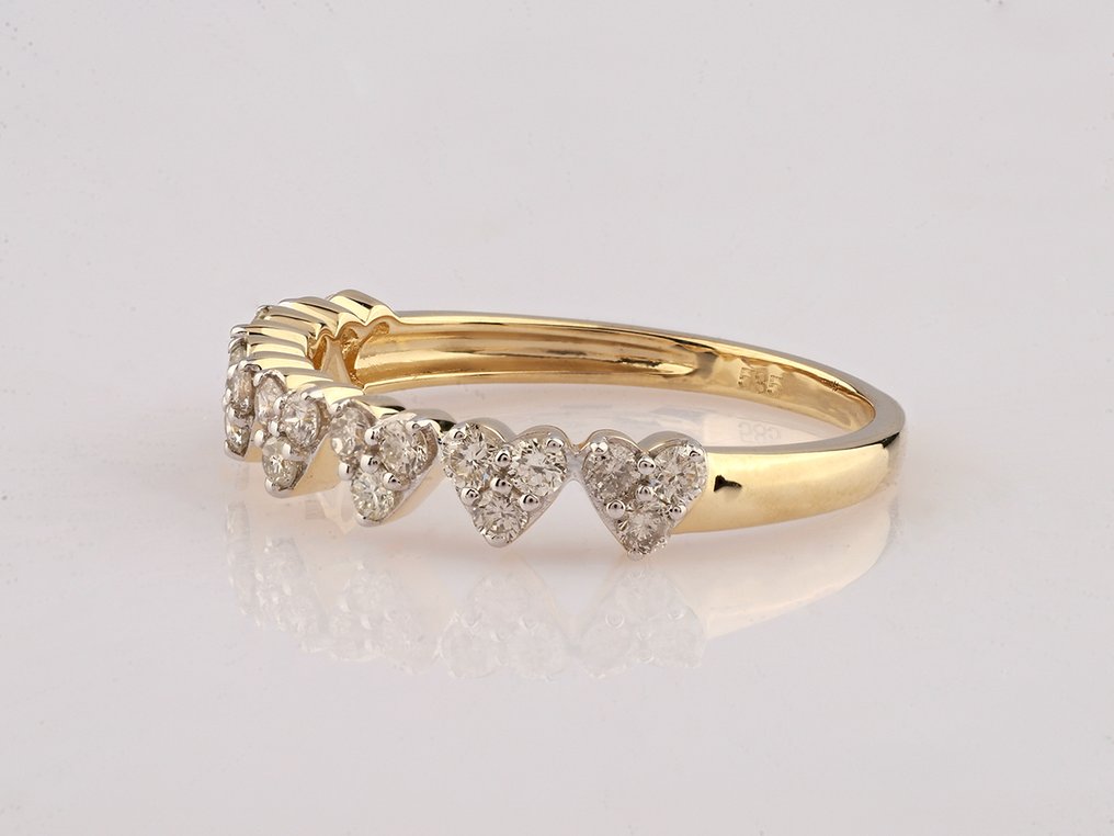 Bague - 14 carats Or jaune - 0.42ct. tw. Diamant (Naturelle) #3.2