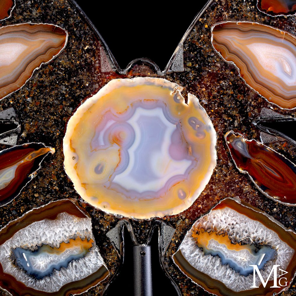 Natural Agate Slices in Resin Wonerful Butterfly Wings Agate Slices Mosaic - Unique Item - Altezza: 500 mm - Larghezza: 430 mm- 3700 g #4.3