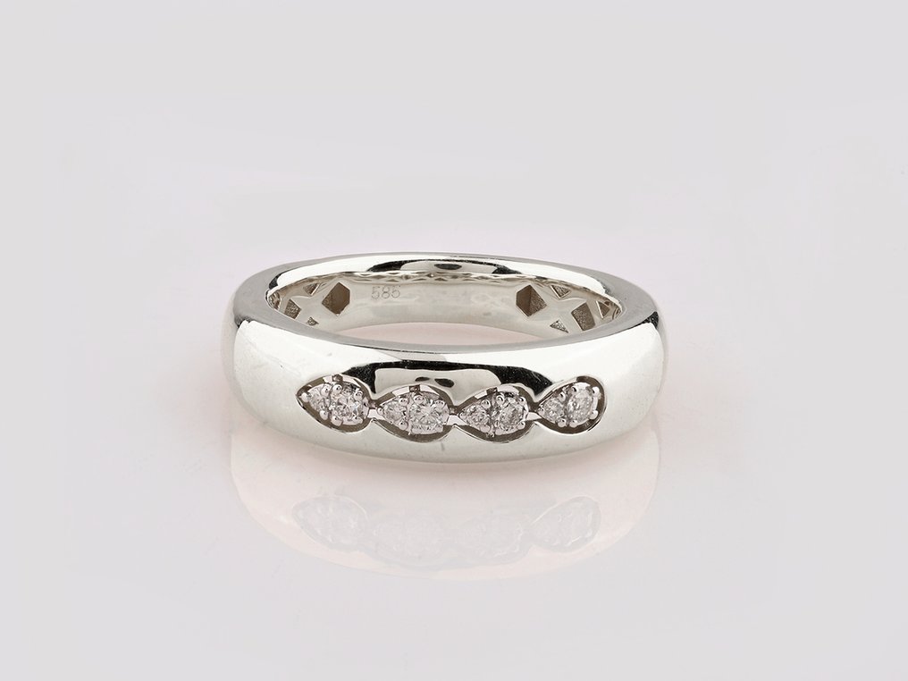 Δαχτυλίδι - 14 καράτια Λευκός χρυσός -  0.10ct. tw. Διαμάντι (Φυσικό)  #2.1