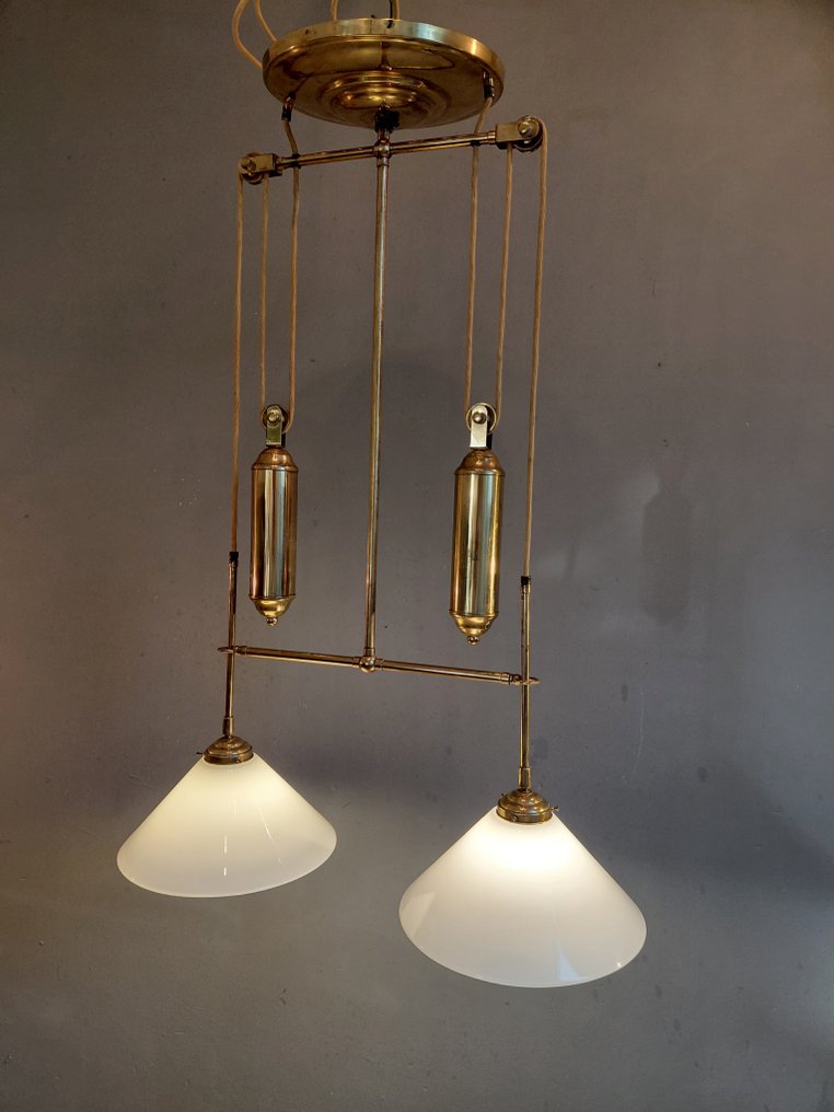 Hanging lamp - Library lamp - Cat roll lamp - Brass, Glass - 2 Lights - Adjustable #1.0