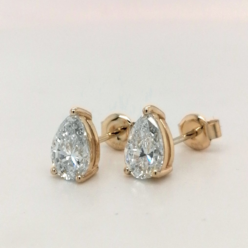 χωρίς τιμή ασφαλείας - Σκουλαρίκια - 14 καράτια Κίτρινο χρυσό -  2.09ct. tw. Διαμάντι (Εργαστηριακής καλλιέργειας) #2.1