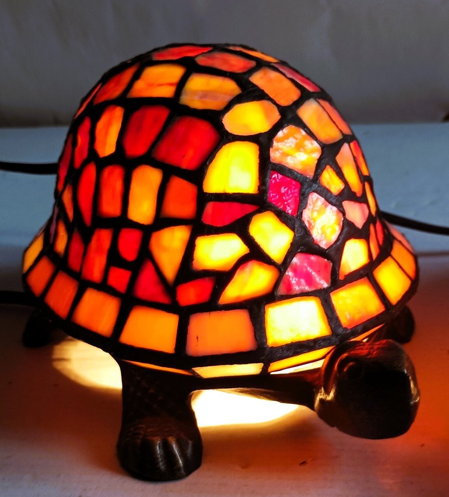 台灯 - 铅玻璃与钢 - 蒂芙尼风格的乌龟 #3.2