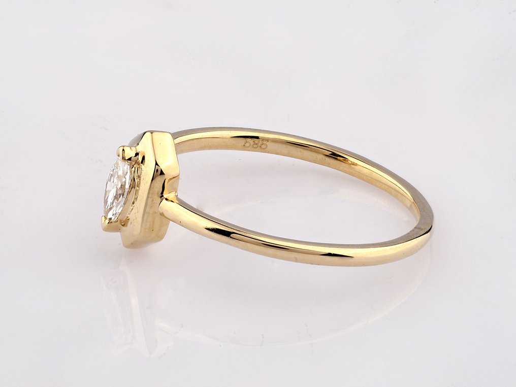 Bague - 14 carats Or jaune - 0.16ct. tw. Diamant (Naturelle) #4.3