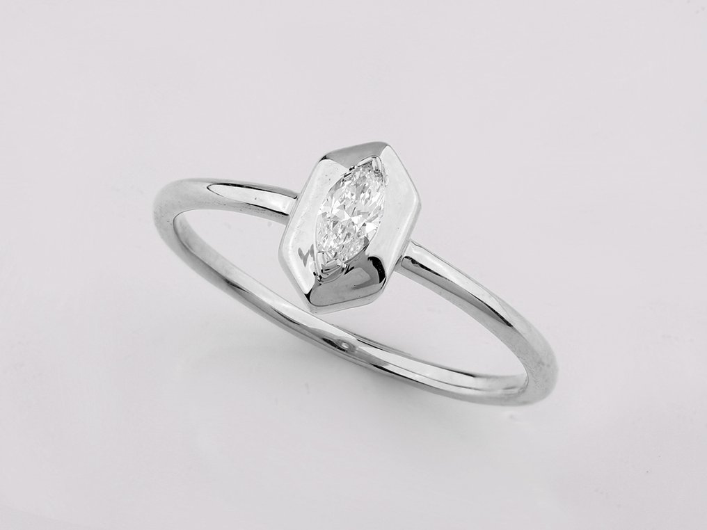 Gyűrű - 14 kt. Fehér arany - 0.16ct. tw. Gyémánt (Természetes) #1.0