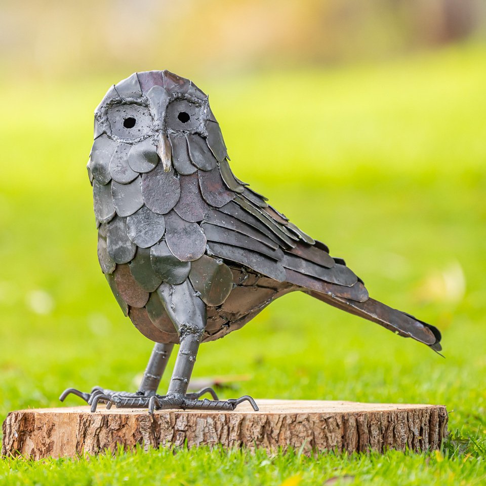 Υπαίθριο γλυπτό, Grote metalen uil - 370 mm - Μέταλλο - 2022 #1.0