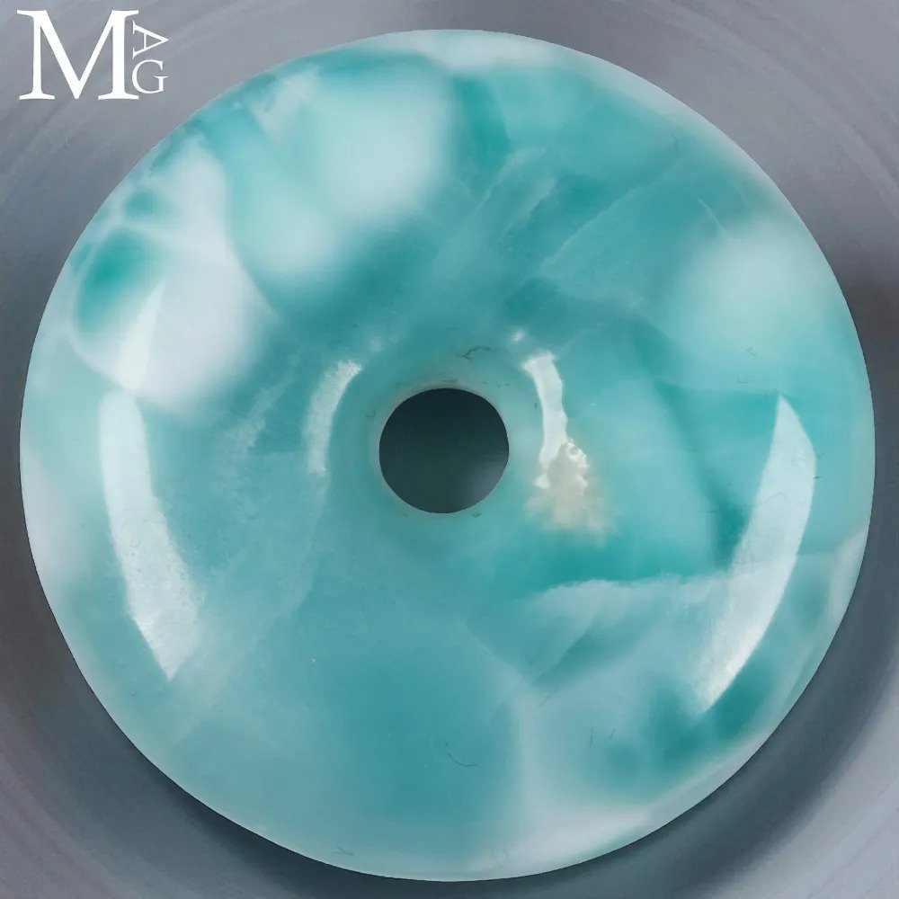 非常特别 - Larimar中的甜甜圈——亚特兰蒂斯宝石 - 高度: 42.5 mm - 闊度: 42.5 mm- 34 g #1.0